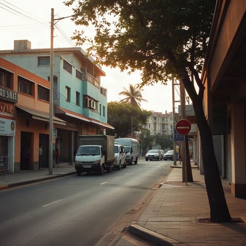 Street-level view of Nkrumah Road, Mombasa, with the teal Willowharborq shopfront